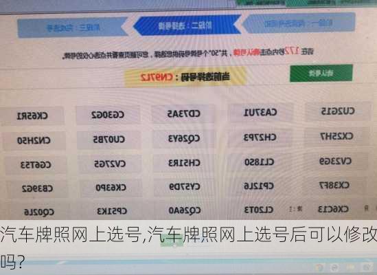 汽车牌照网上选号,汽车牌照网上选号后可以修改吗?