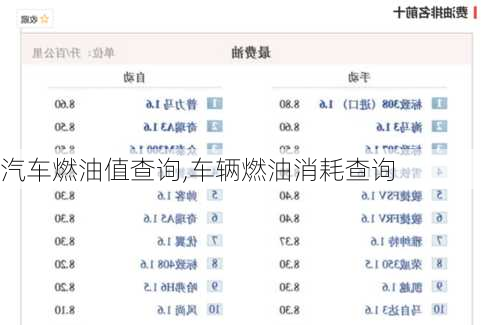 汽车燃油值查询,车辆燃油消耗查询