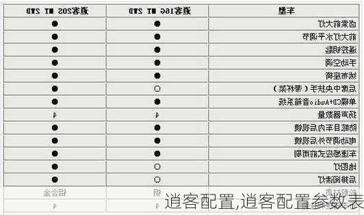 逍客配置,逍客配置参数表