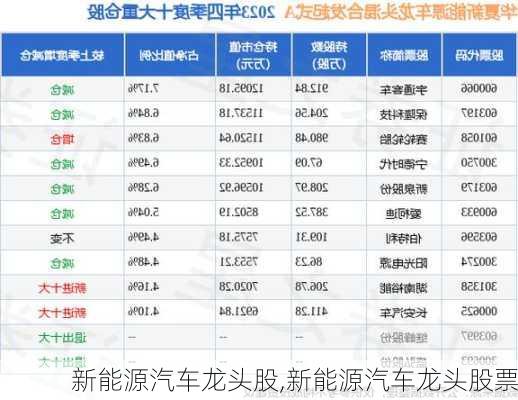 新能源汽车龙头股,新能源汽车龙头股票