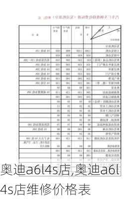 奥迪a6l4s店,奥迪a6l4s店维修价格表