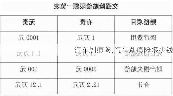 汽车划痕险,汽车划痕险多少钱