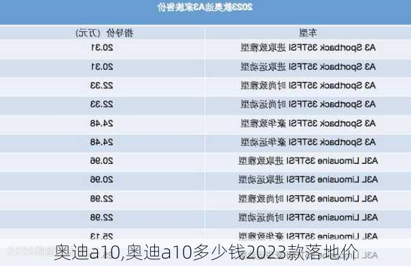 奥迪a10,奥迪a10多少钱2023款落地价