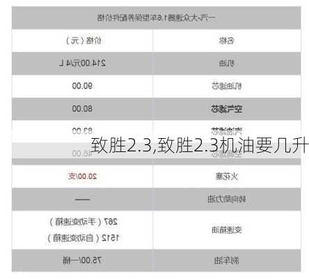 致胜2.3,致胜2.3机油要几升