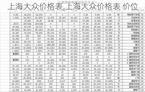 上海大众价格表,上海大众价格表 价位