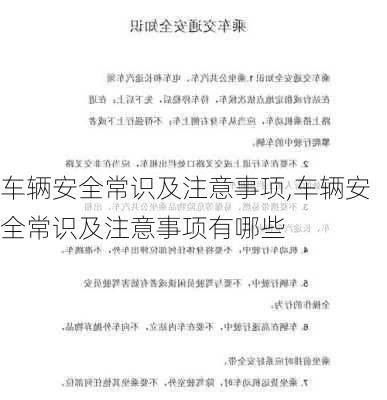 车辆安全常识及注意事项,车辆安全常识及注意事项有哪些