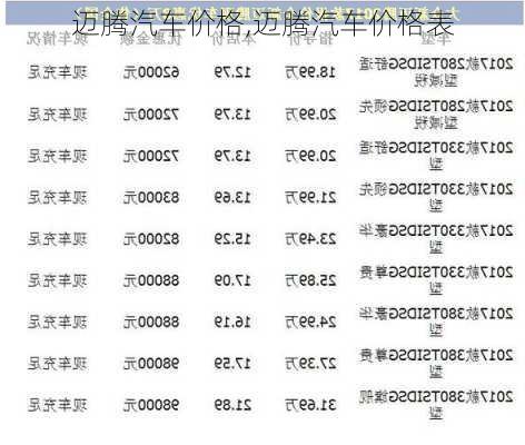 迈腾汽车价格,迈腾汽车价格表