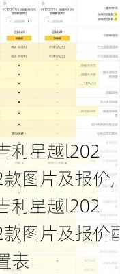 吉利星越l2022款图片及报价,吉利星越l2022款图片及报价配置表