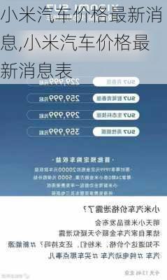 小米汽车价格最新消息,小米汽车价格最新消息表