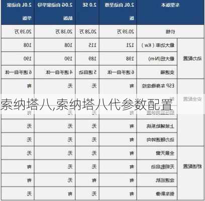 索纳塔八,索纳塔八代参数配置