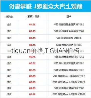 tiguan价格,TIGUAN价格