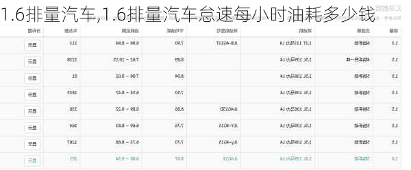 1.6排量汽车,1.6排量汽车怠速每小时油耗多少钱