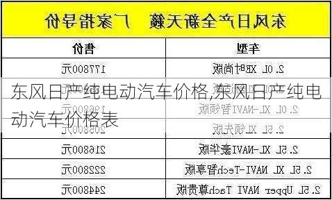 东风日产纯电动汽车价格,东风日产纯电动汽车价格表