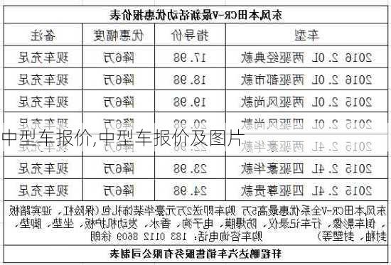 中型车报价,中型车报价及图片