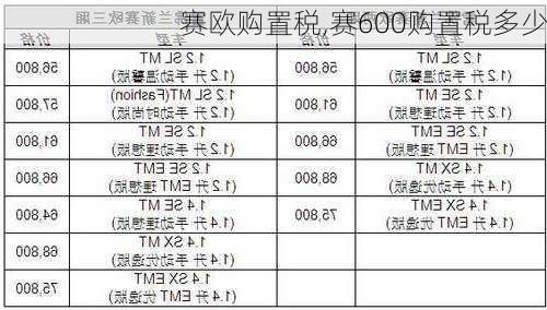 赛欧购置税,赛600购置税多少