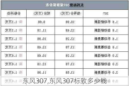 东风307,东风307标致多少钱