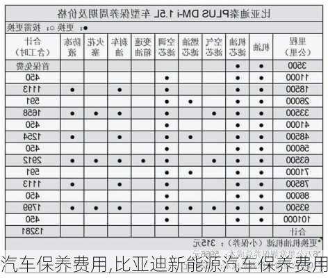 汽车保养费用,比亚迪新能源汽车保养费用