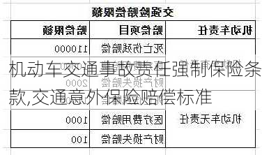 机动车交通事故责任强制保险条款,交通意外保险赔偿标准