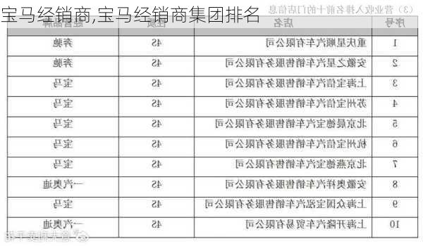 宝马经销商,宝马经销商集团排名