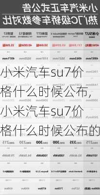 小米汽车su7价格什么时候公布,小米汽车su7价格什么时候公布的