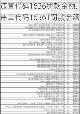 违章代码1636罚款金额,违章代码16361罚款金额