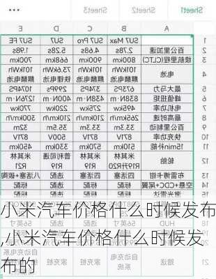 小米汽车价格什么时候发布,小米汽车价格什么时候发布的