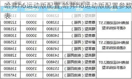 哈弗h6运动版配置,哈弗h6运动版配置参数表