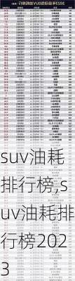 suv油耗排行榜,suv油耗排行榜2023