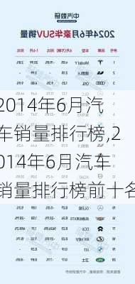 2014年6月汽车销量排行榜,2014年6月汽车销量排行榜前十名