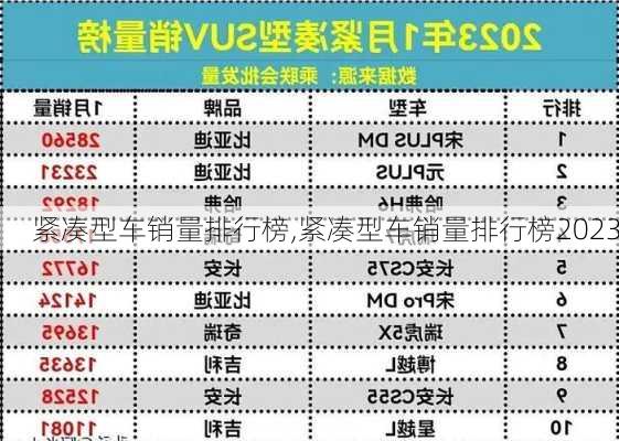 紧凑型车销量排行榜,紧凑型车销量排行榜2023