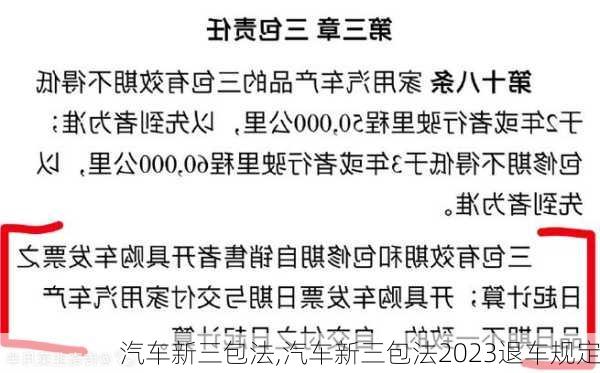 汽车新三包法,汽车新三包法2023退车规定