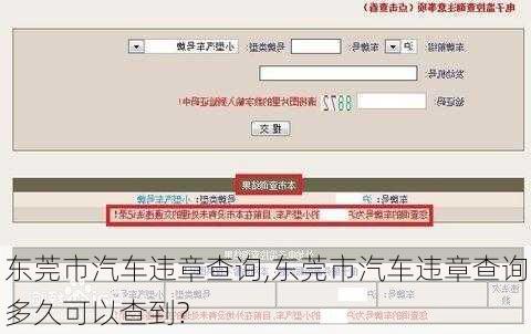 东莞市汽车违章查询,东莞市汽车违章查询多久可以查到?
